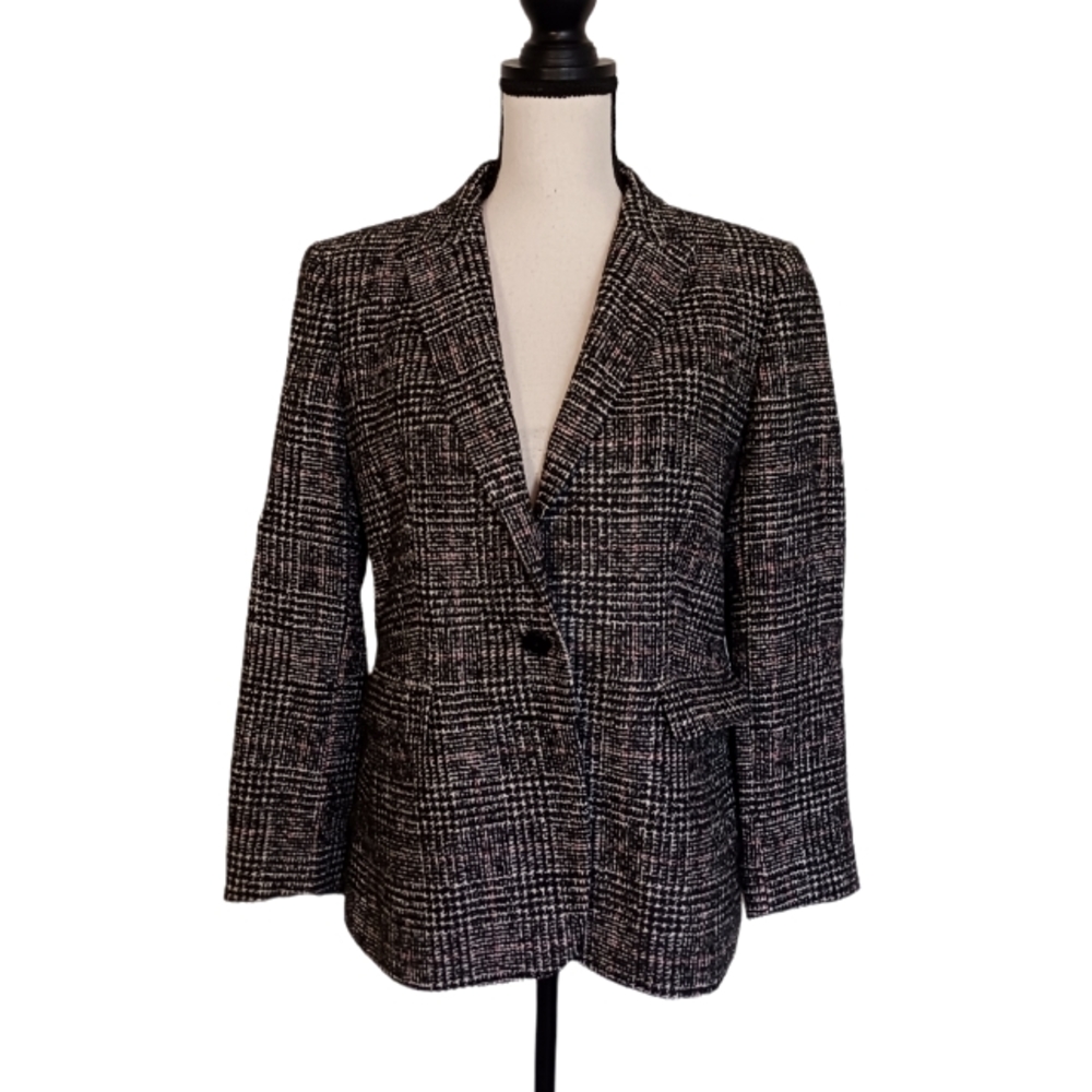 Massimo Dutti Single Button Front Closure Plaid B… - image 1